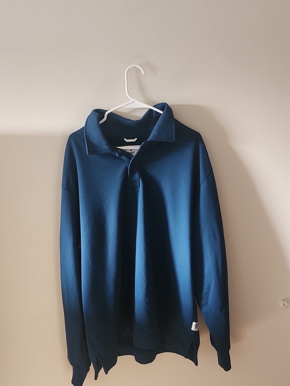 Reigning Champ Men's Zip-Up Polo Sweater - Teal Blue